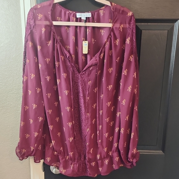 Knox Rose Tops - 🩶Knox Rose Pink Ruffled Relaxed Blouse